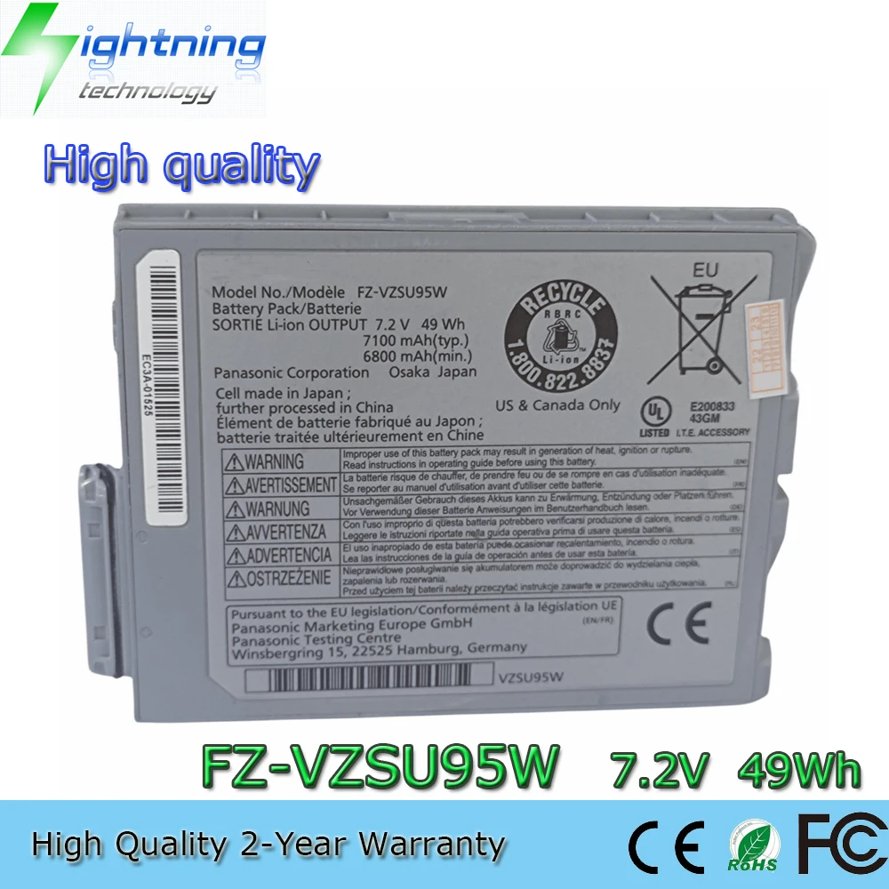 Brand New High quality FZ-VZSU95W 7.2V 49Wh 7100mAh Laptop Battery for Panasonic Toughpad FZ-M1 FZ-VZSU95J