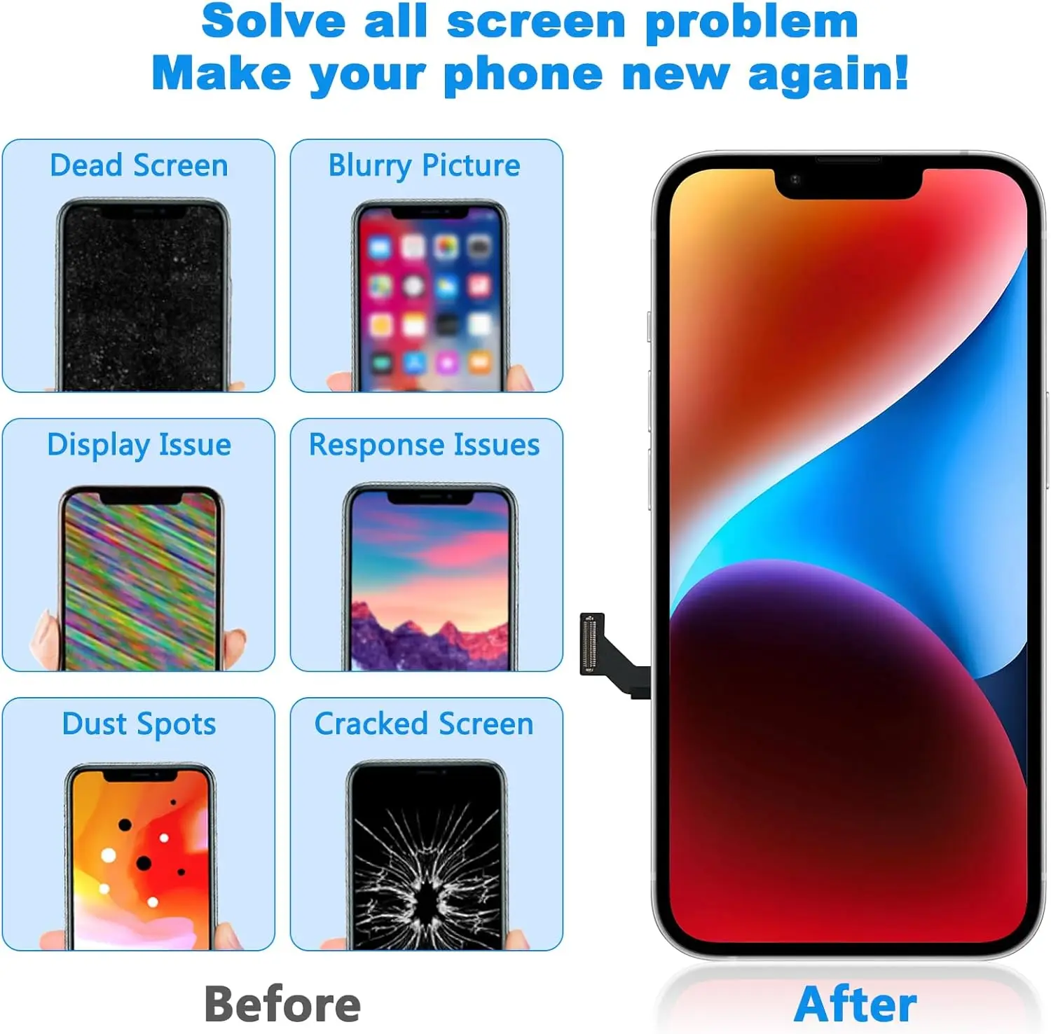 For iPhone 14 Plus Pro Max Screen Replacement Full HD 3D Touch LCD Display Digitizer Assembly With Repair Tools & Tempered Glass