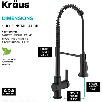 Matně černá komerční jednopáková výsuvná baterie s bezdotykovým senzorem, Kraus KSF-1691MB 10 nejlepší prodej automatické senzorové baterie - №8