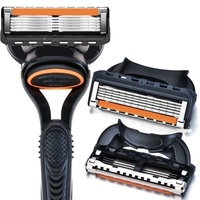 Hot Selling Manual Razor for Men Five Layer Blade Stainless Steel Blades No Skin Damage Old Style Blades Shaver Heads Razor