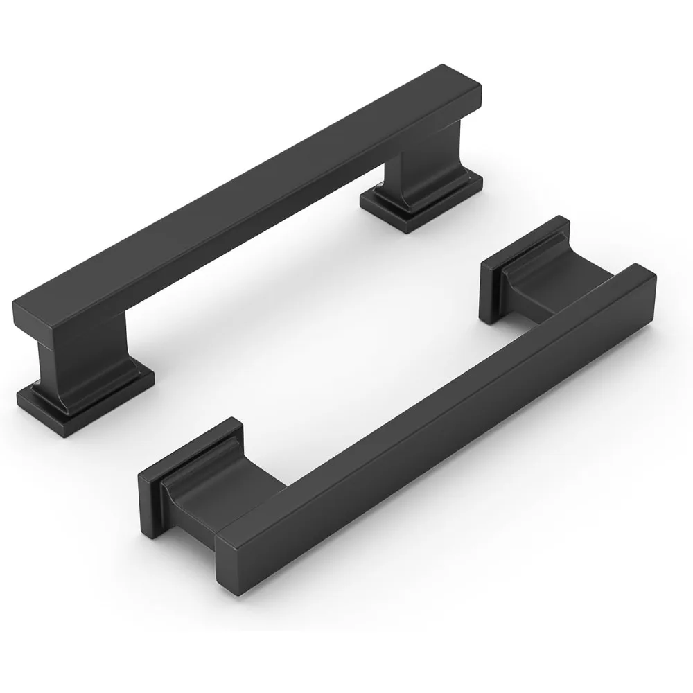 

Ручки шкафа, ручки и ручки для кухонных ящиков, 50 упаковок, черный, 3-дюймовый центр с отверстиями, квадратная фурнитура для комода для ванной комнаты