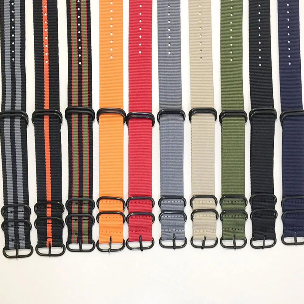 

1Pcs Nylon Canvas Watch Strap Black Durable Adjustable Replacement Band 24mm Comfortable Wrist Strap Watch Band