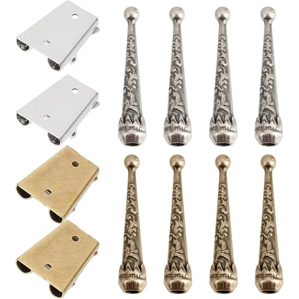 4 Sets Iron Bolo Tie Findings Kit Sterling Silver Plated Parts Round Slide Textured Tips Replacement End Caps Buckle Cord End