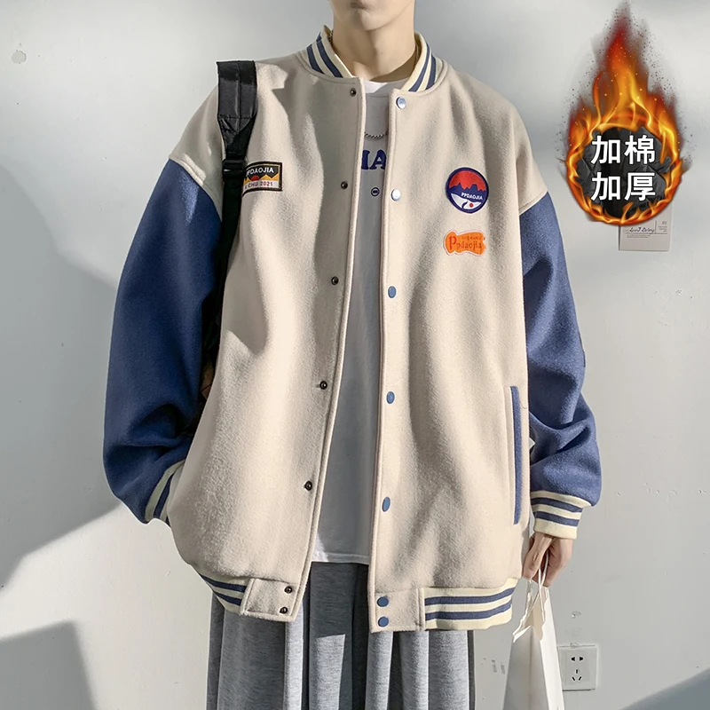 

Original Clothing Baseball Uniform Outerwear Korean Popular Clothes for Men Harajuku Loose Fitting Thickening Men's Style Coats