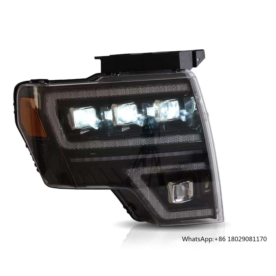 

LED Strip Head Lamp 2009-2014 Year Black Housing For FORD F150 Raptor YZ