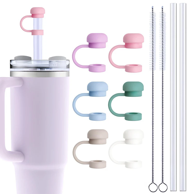 Straw Covers Cap Reusable Silicone Straw Toppers Compatible With Cup Spill Leak Stopper Splash Dust Proof Straws Cover