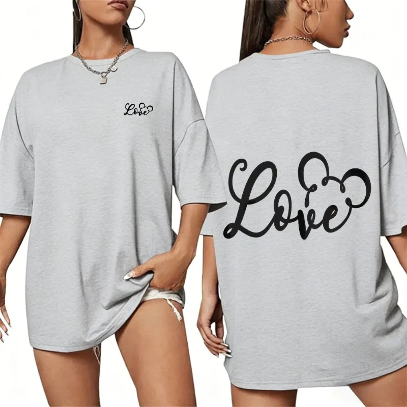 

2025-26 летняя футболка с рисунком Микки Мауса Диснея из 100% хлопка с принтом, модная удобная дышащая женская одежда