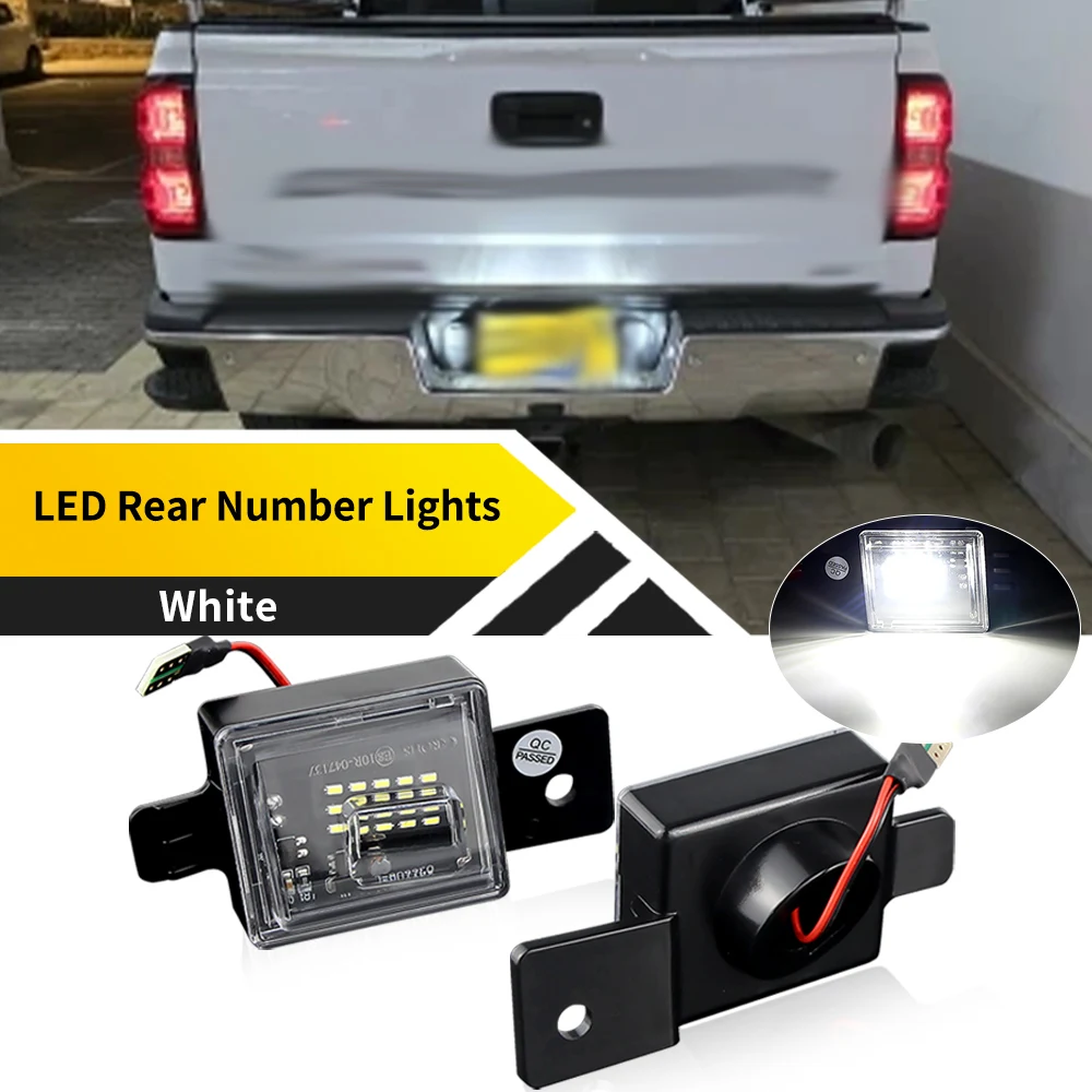 

2 шт. 12 В светодиодные фонари номерного знака автомобиля для GMC Sierra 2500HD 3500HD 2015-2021 OEM # : GM2875100 GM2875101 Аксессуары для пикапов