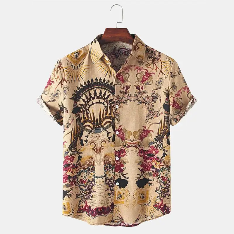 

Men's Printed Short Sleeve Shirt Cotton Travel Wear Comfortable Fit Fashionable Design Inner Wear Casual Shirt Summer Thin