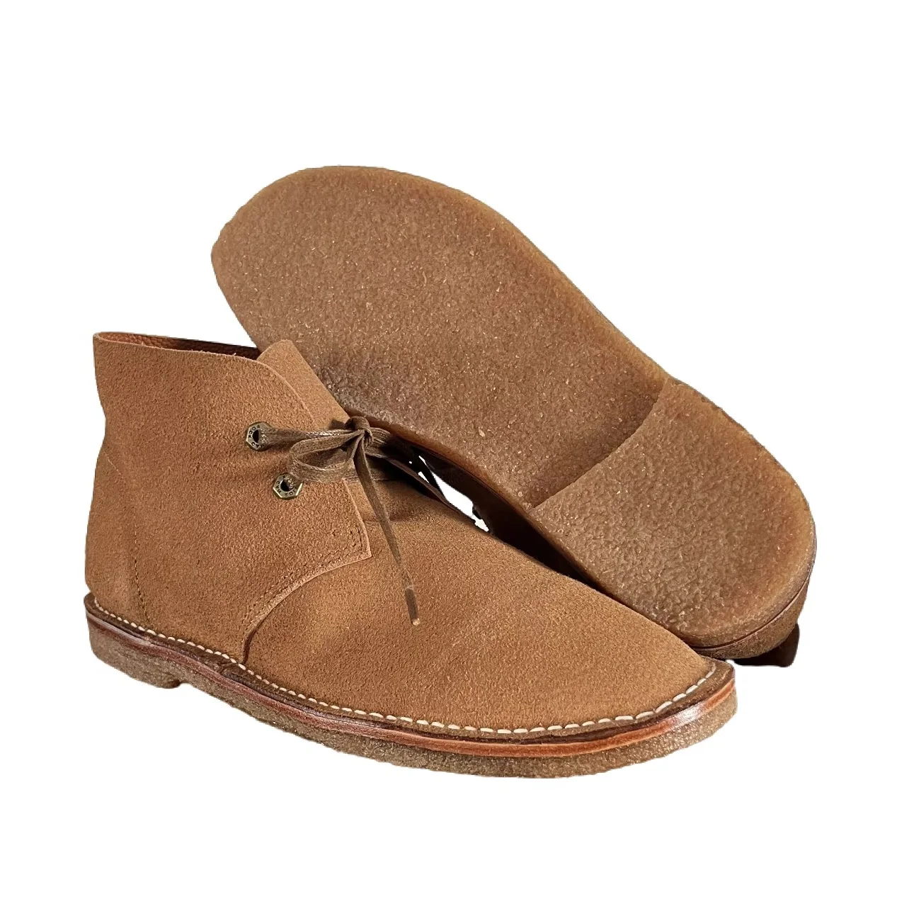 AN7 Men Suede Chukka Ankle Boots Crepe Rubber Sole Lace‑up Vintage British Hand‑stitched Casual Desert Shoes