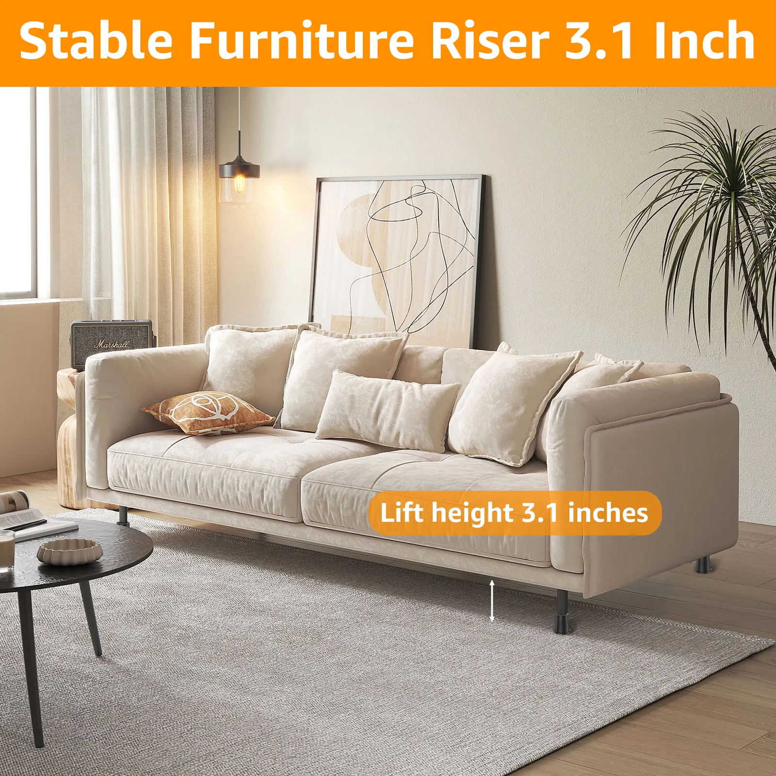 4/6Pcs Furniture Feet Leg Heightening Pads Round Rubber Risers Supports Up to 6000 lbs Lifts Table Chair Desk Sofa Protector