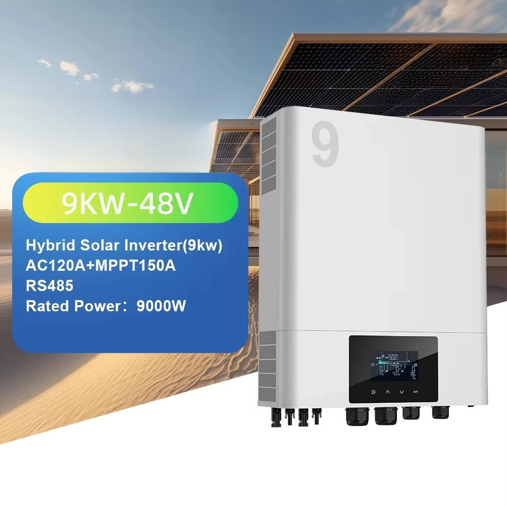 9KW 10KW 12KW Smart Hybrid Solar Inverter AC/DC Inverters Single Output 120A with 60Hz Frequency and MPPT Solar Charger