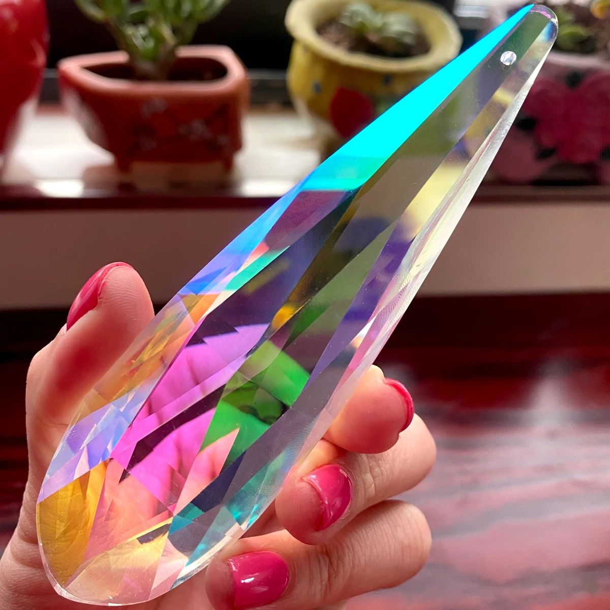 120mm Colorful Crystal Suncatcher Prisms Drop Pendant Glass Rainbow Window Garden Hanging Decor Chandelier Parts DIY Gift