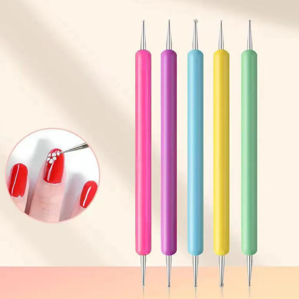 5Pcs Nail Art Drawing Pens Nail Dotting Tools Elegant Manicure Supplies Pattern Tracing Stylus Embossing Sculpting Tool Set