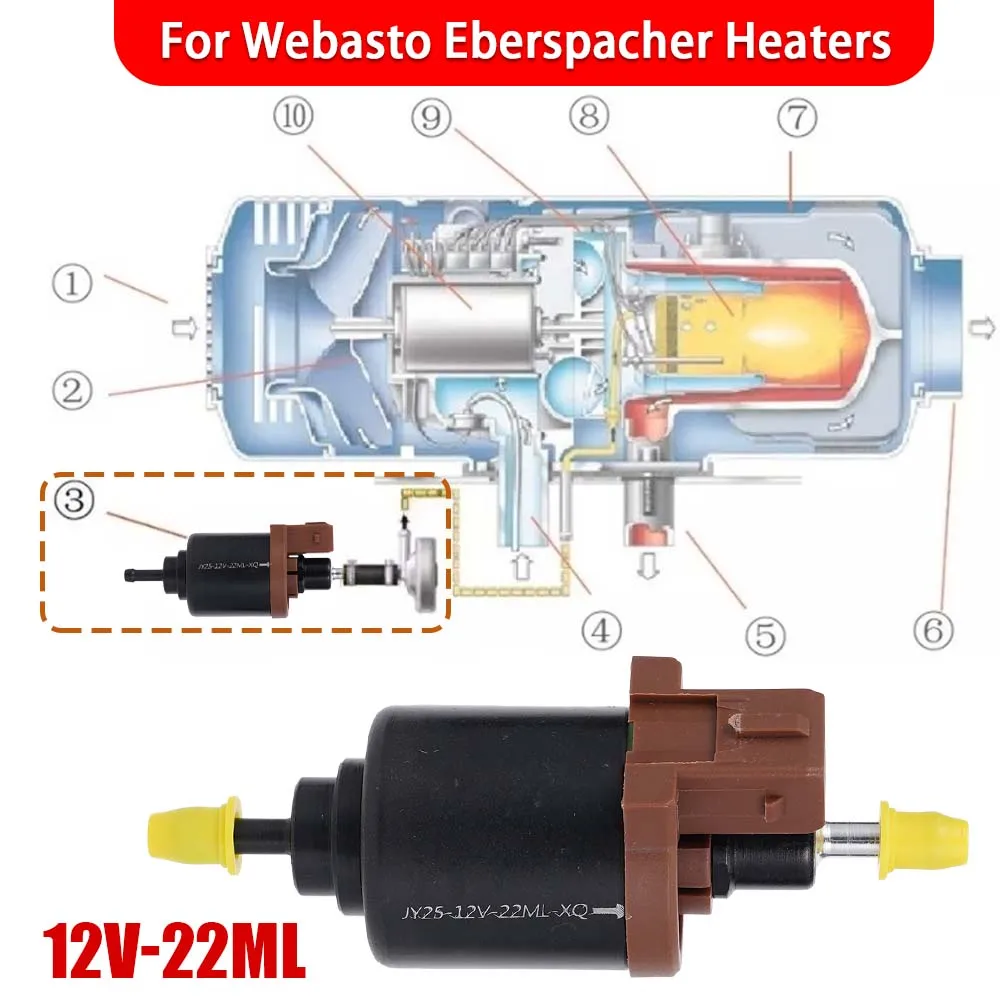 12V 22ML High-Precision Silent Universal Diesel Heater Oil Pump Corrosion Resistant Suitable For 2KW/5KW/8KW Parking Heaters