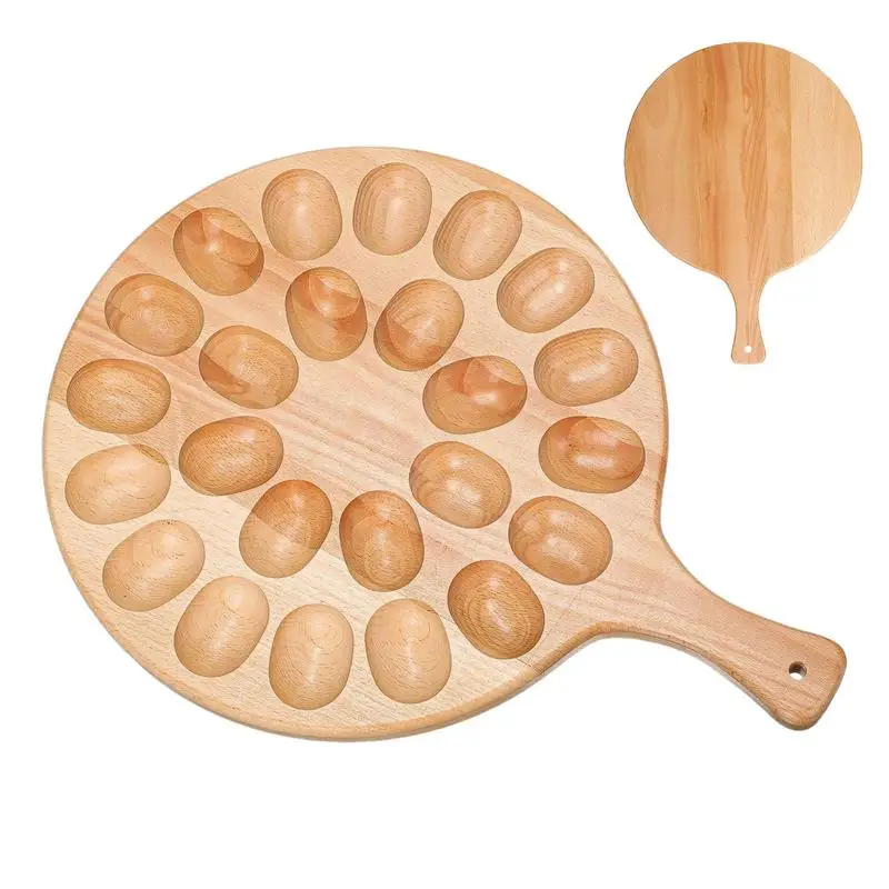 

Deviled Egg Platter, Wooden Deviled Egg Tray 24 Hole Round Egg Rack For Kitchen Countertop Deviled Egg Piping gadget For Home