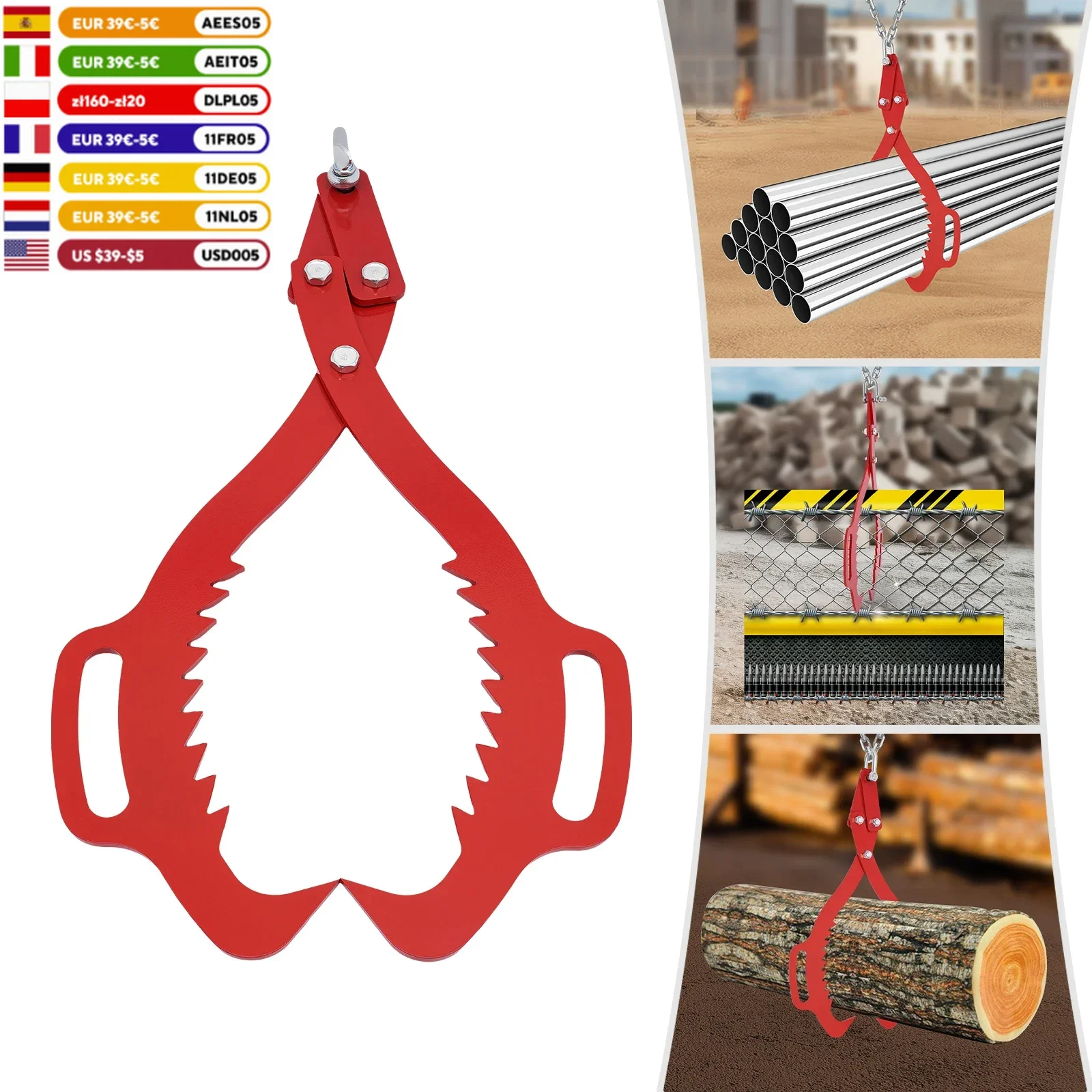 1PCS Heavy Duty 2 Claw Timber Log Lifting Logging Tongs Grabber Tong 30