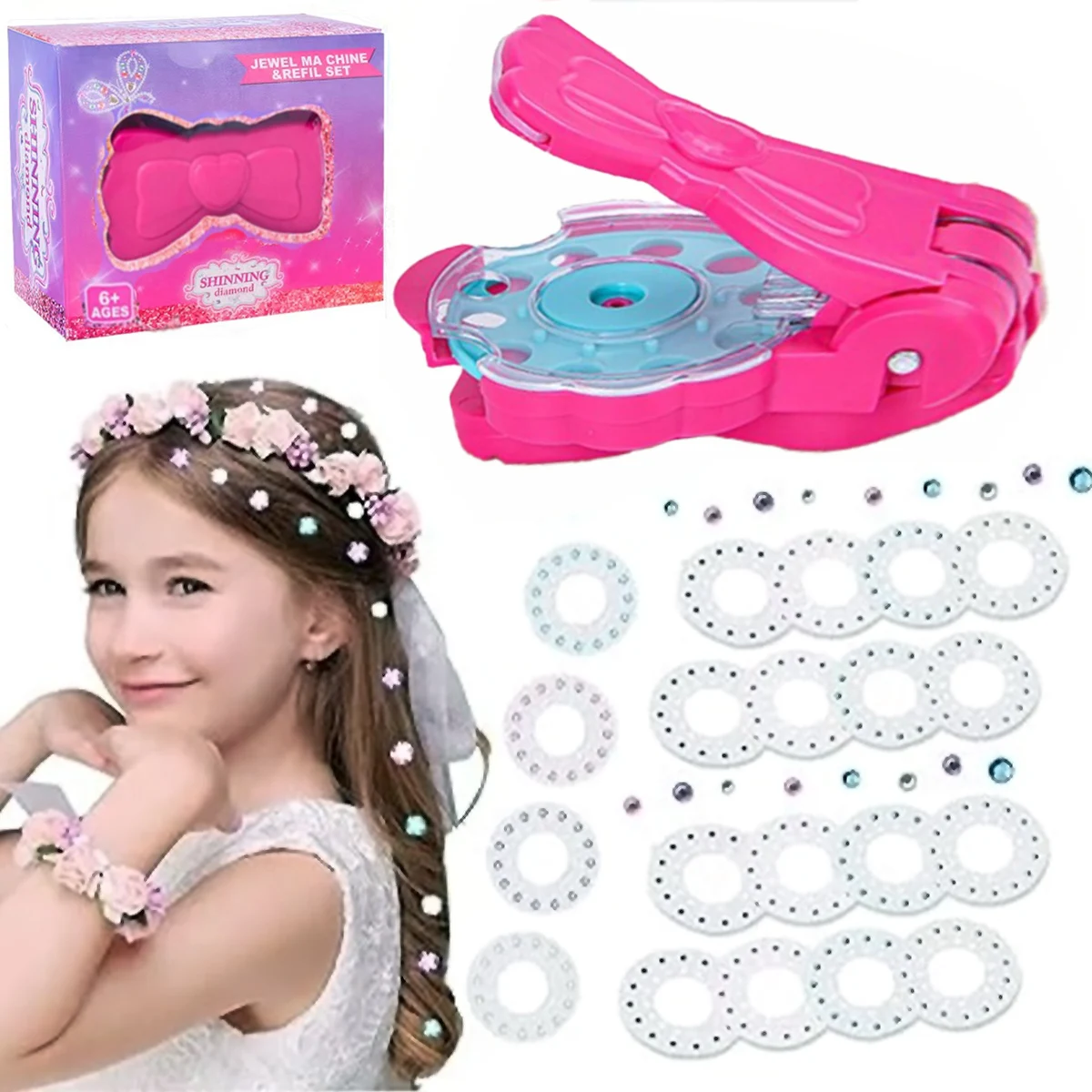 مجموعة أدوات ختم مجوهرات الشعر DIY، مجموعة راديانس مع أداة تصفيف جلام، تحميل النقر اللامع على أي شيء #1