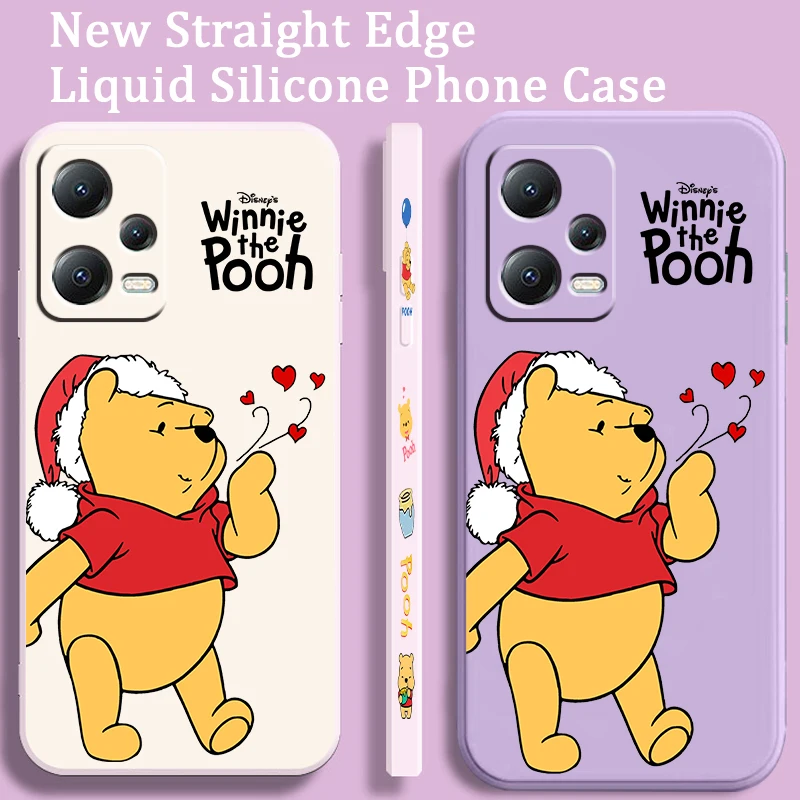 Disney Winnie Bear Cute Balloon Liquid Left Rope For Xiaomi Redmi Note 13 12 12S 12R 11 11T 11S 10 10S Pro Plus 5G Funda