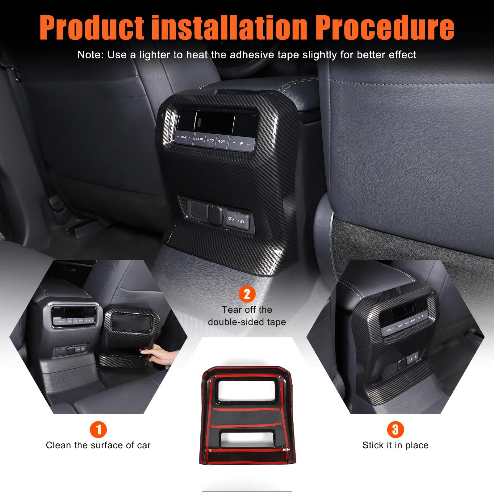 

Для Toyota Land Cruiser Prado 250 LC250 2024+ (черный, ABS) — наклейка-накладка на задний воздуховод кондиционера, защита от ударов, аксессуары для автомобиля