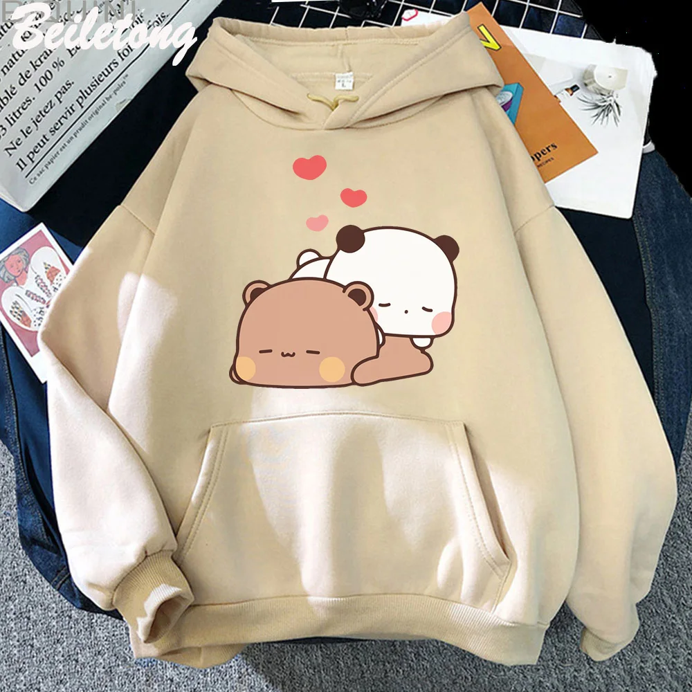 Panda Bear Bubu Dudu Cartoon Hoodie Sleep Cute Printed Clothes for Teens Loose Sweatshirt Spring Pullovers Pocket Female Casual