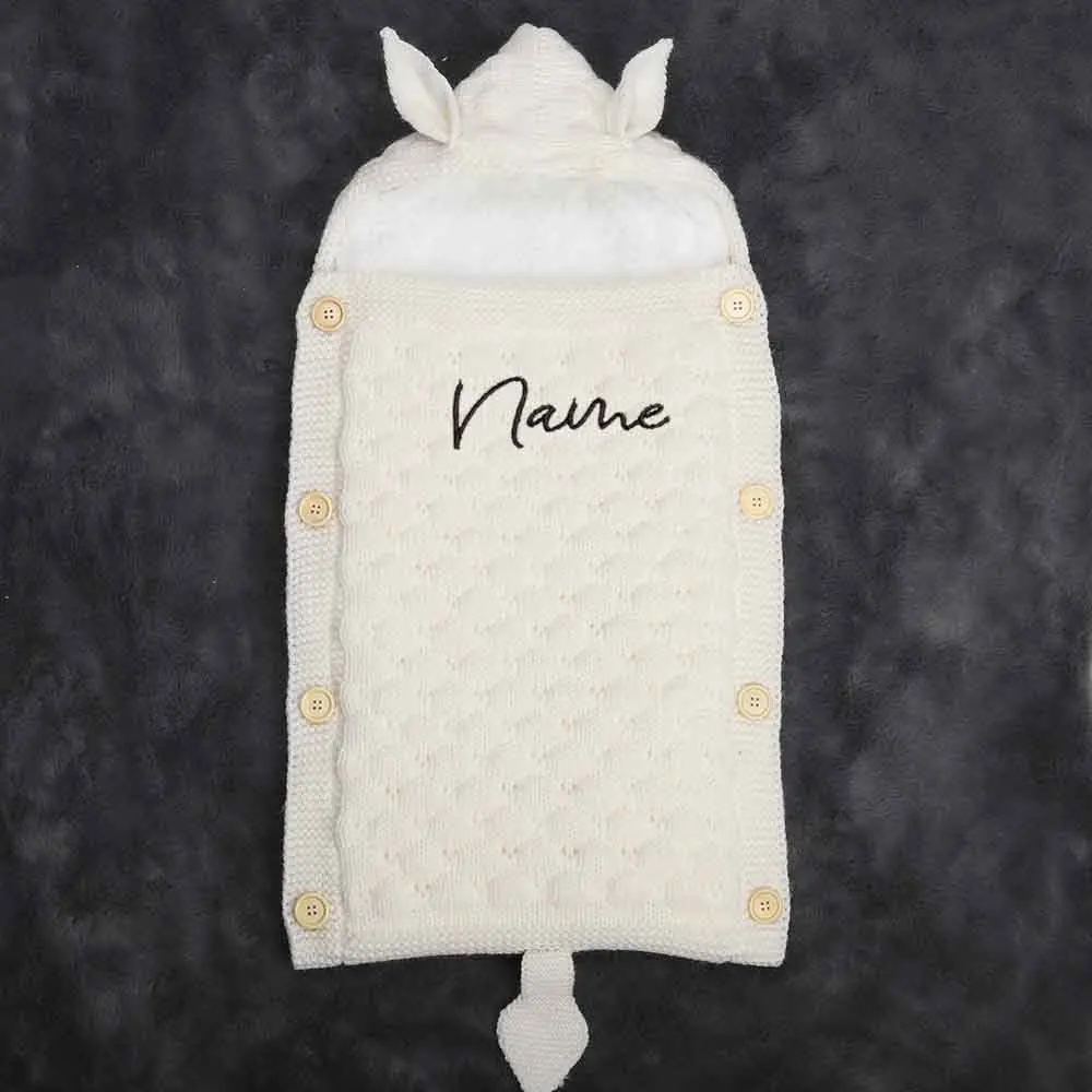 Newborn Baby Soft Blanket Personalized Name Double Layer Thickened Lamb Fleece Cotton Blanket Custom Baby Gift Blanket with Name