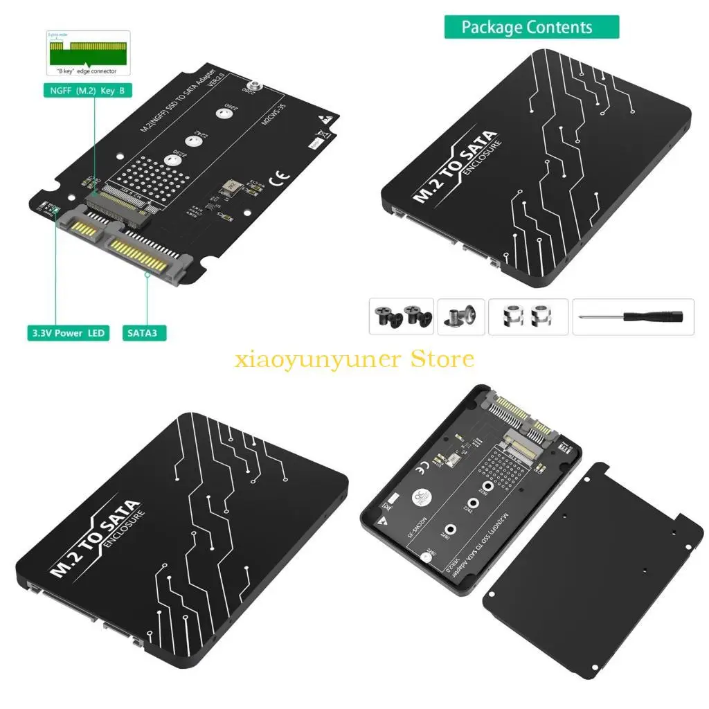 P9JB M.2 B Adapters M.2 Risers Card to SATA3.0 Adapters SSDs to SATA3.0 Expansion Card Support 30/42/60/80mm