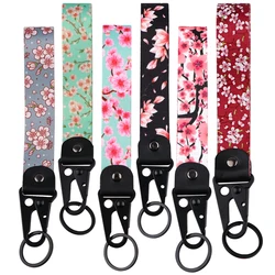 Sakura Key Ring Short Lanyard Cherry Blossom Keychain For Women Key Tags Key Pendant Car Motorcycle Accessories Fashion Jewelry