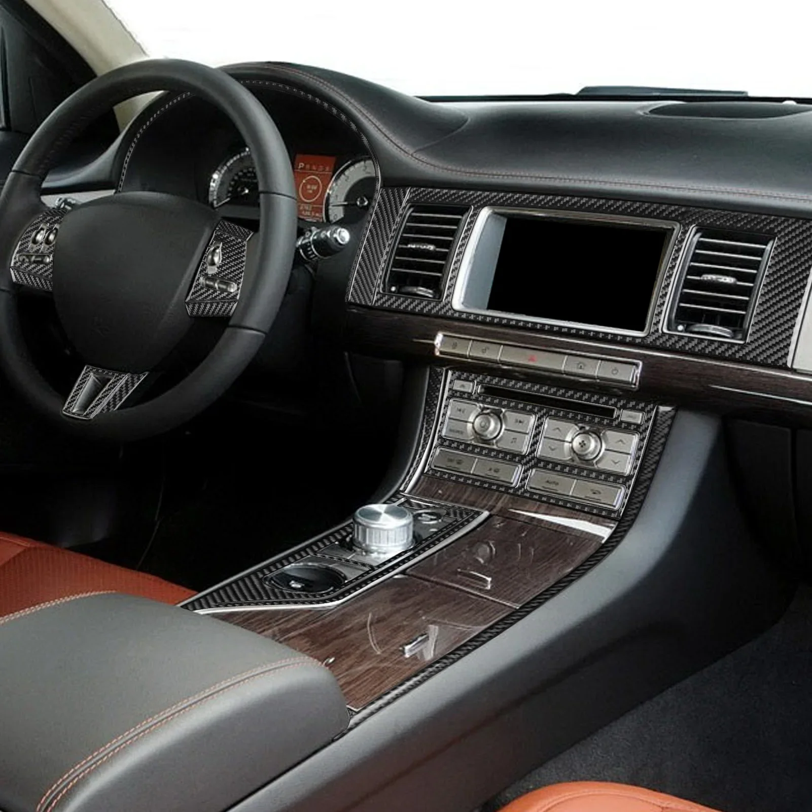 

Для Jaguar XF 2008-2015 настоящая мягкая наклейка из углеродного волокна, центральный набор вентиляционных отверстий переключения передач, автомобильные аксессуары, декоративные внутри