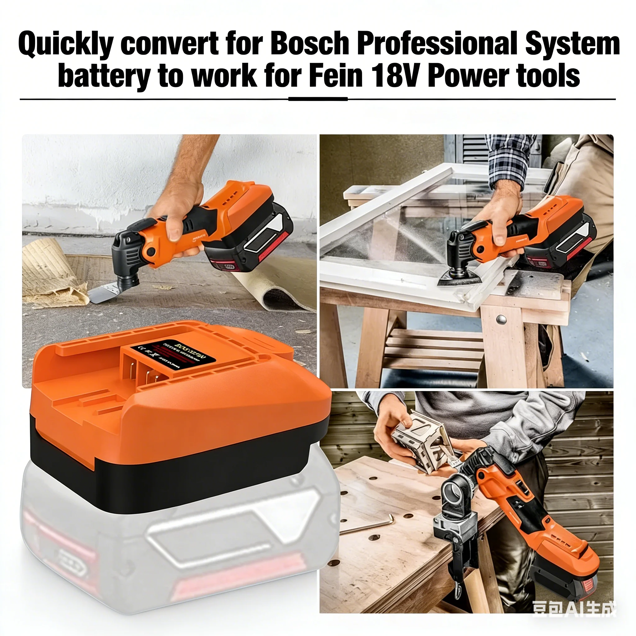 BOS18FIN Battery Adapter For Bosch 18V GBA Li-ion Battery Converter to for Fein 18V Cordless Power Tool Drill