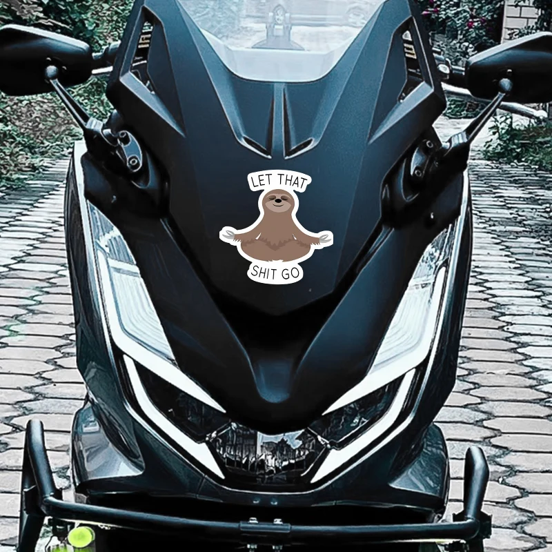 1 шт., наклейка Let That Shit Go, медитирующий ленивец, наклейки для мотоцикла, водостойкий обтекатель мотоцикла, топливный бак, виниловые наклейки «сделай сам»
