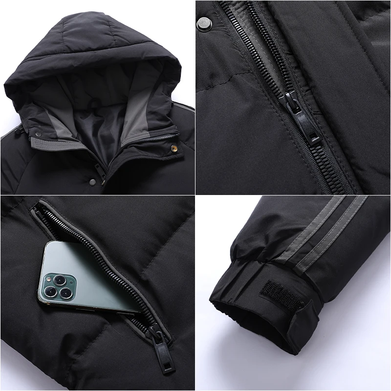 New 2022 Men\'s Casual Jacket Winter Warm Parkas Fashion  Overcoat Windproof Heate Male Thick Trench Coats Jackets Parka Men