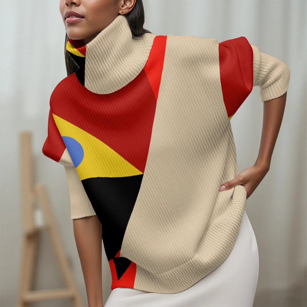 

Водолазка с геометрическими полосками, свитер с длинными рукавами, повседневный женский свитер серии в полоску, свитер с длинными рукавами в нерегулярную полоску