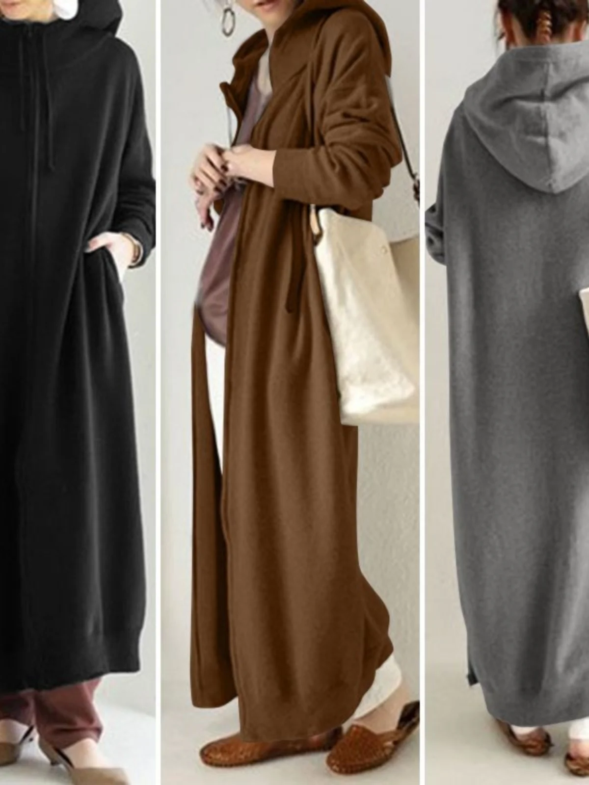 

Спортивная толстовка с капюшоном Fce Long Sve Oversize Robe Street Sle на молнии, хлопковое длинное пальто с внутренней стороны для женщин