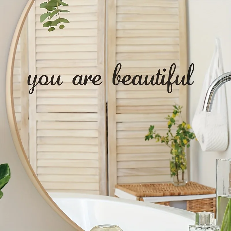 أنت جميلة الحضانة مرآة الحائط ملصقات الفينيل ملصقات فنية للحمام Diy بها بنفسك بولي كلوريد الفينيل إكسسوارات ديكور منزلي #3