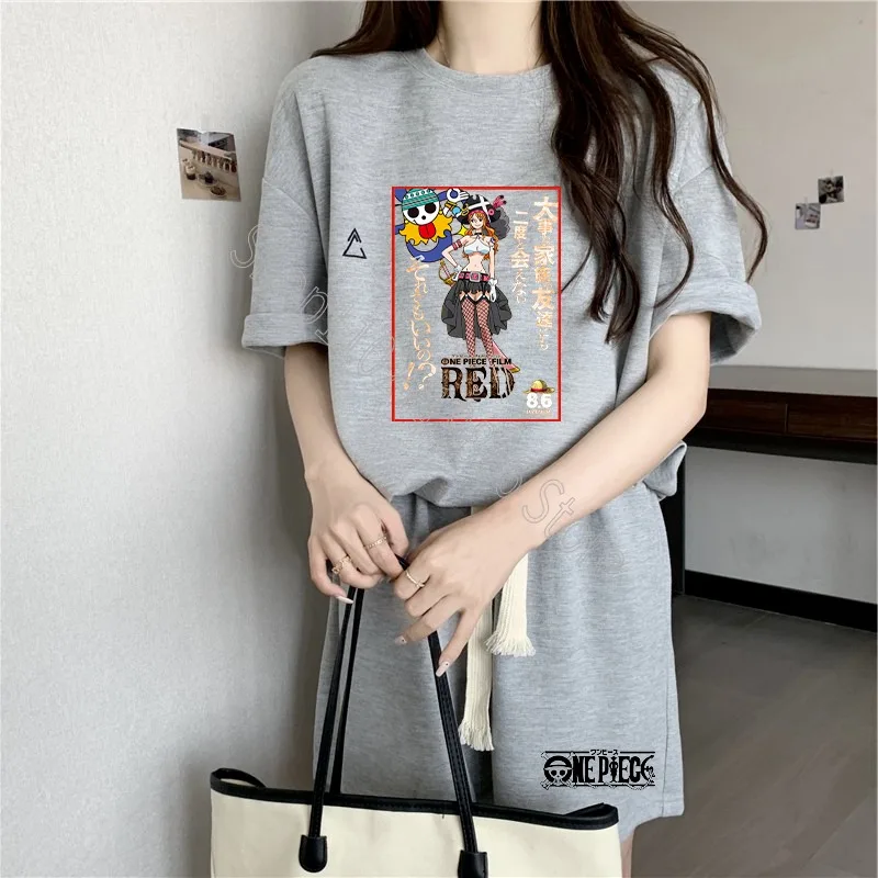 Conjunto de camisetas y pantalones cortos de una pieza para adultos, camiseta de gran tamaño para mujer, camiseta con patrón de película de Anime para hombre, ropa de moda de verano para exteriores, 2 uds.