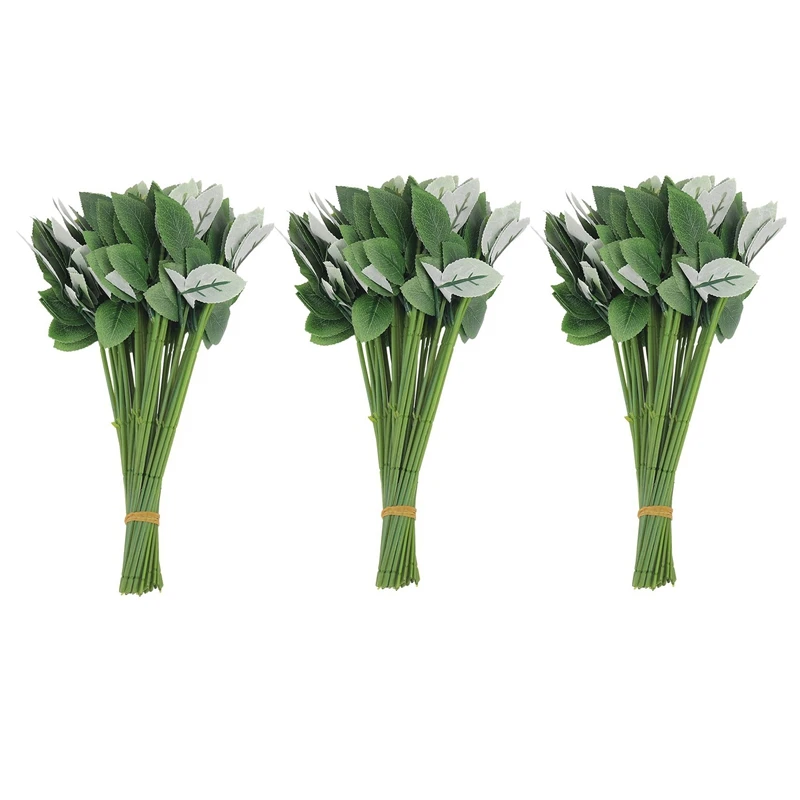 

150Pcs Artificial Fake Rose Flower Stems For Diy Handmade Bouquet Flower Leaf Vein Wedding Home Decoration