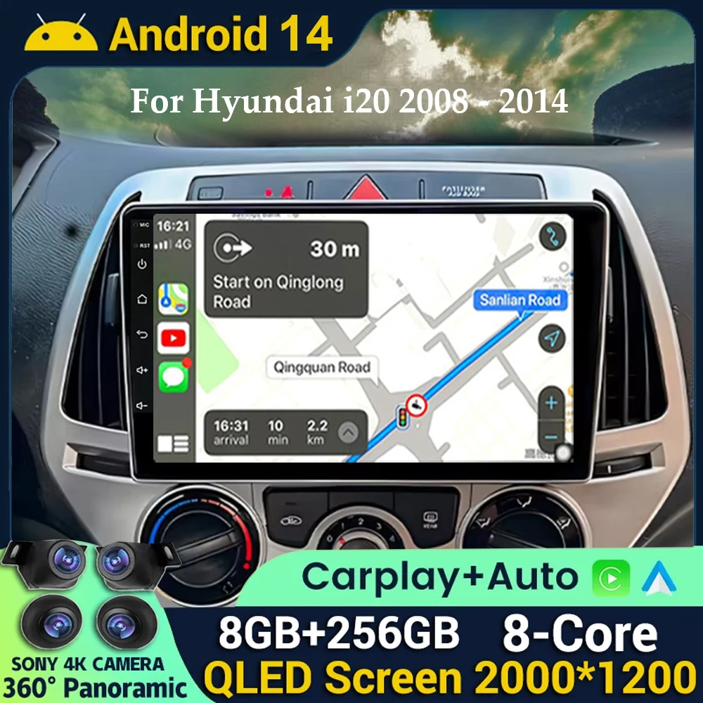 

Android 14 For Hyundai i20 PB 2008 - 2014 2K QLED Android Car Radio Multimedia Video Player GPS Stereo CarPlay 4G Navigation DSP