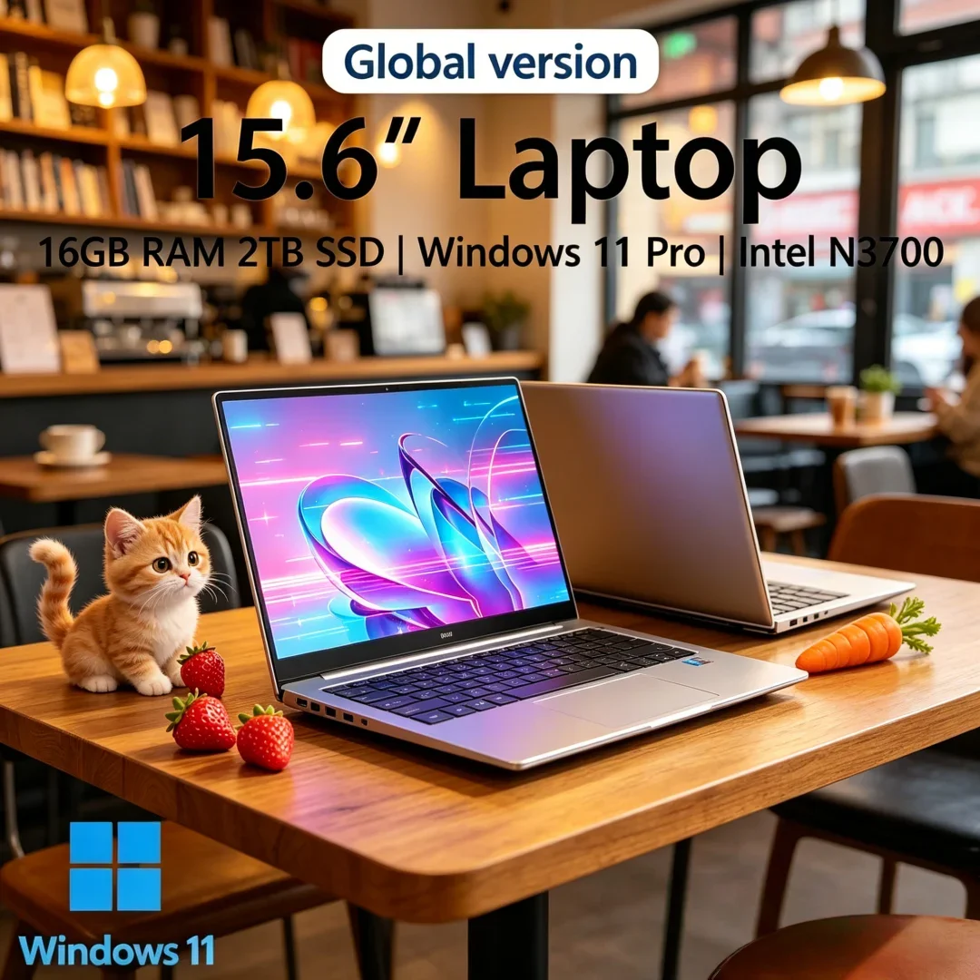 

2026 Lucid Streamlined Laptop 15.6 16GB RAM 2TB SSD Intel N3700 Resplendent Gaming PC 1920*1080 Display Quiescent Office Study