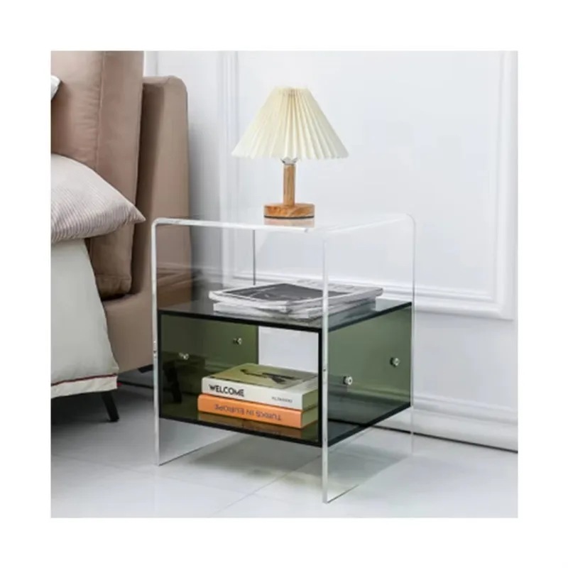 High Quality Modern Acrylic Magazine Rack & Desk with Water Resistant Surface Customizable Color Transparent Computer Table