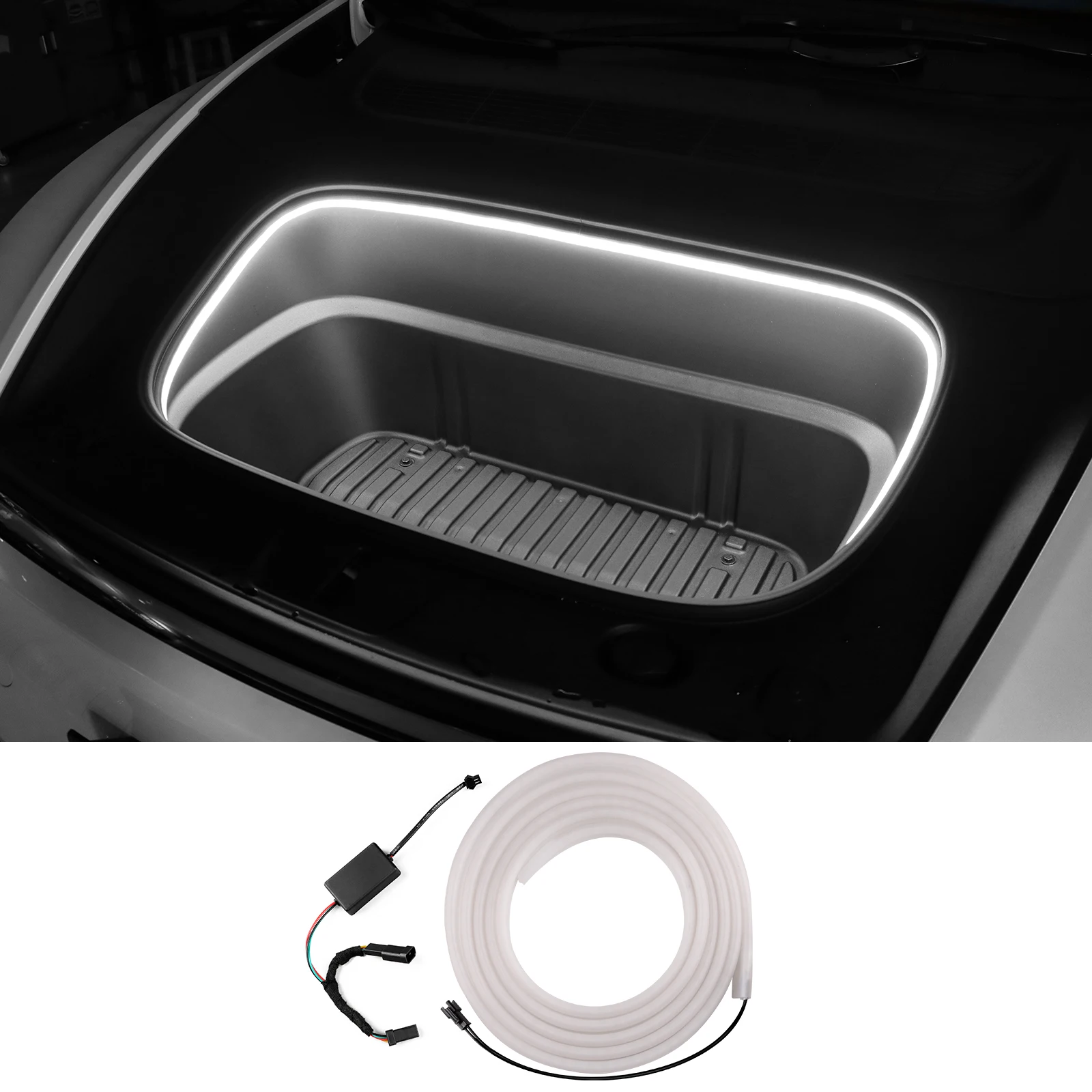 

Для Tesla Model Y 2025 Juniper Launch передний фонарь багажника с магнитной индукцией, светодиодный светильник с желтой и белой отделкой, автомобильные аксессуары