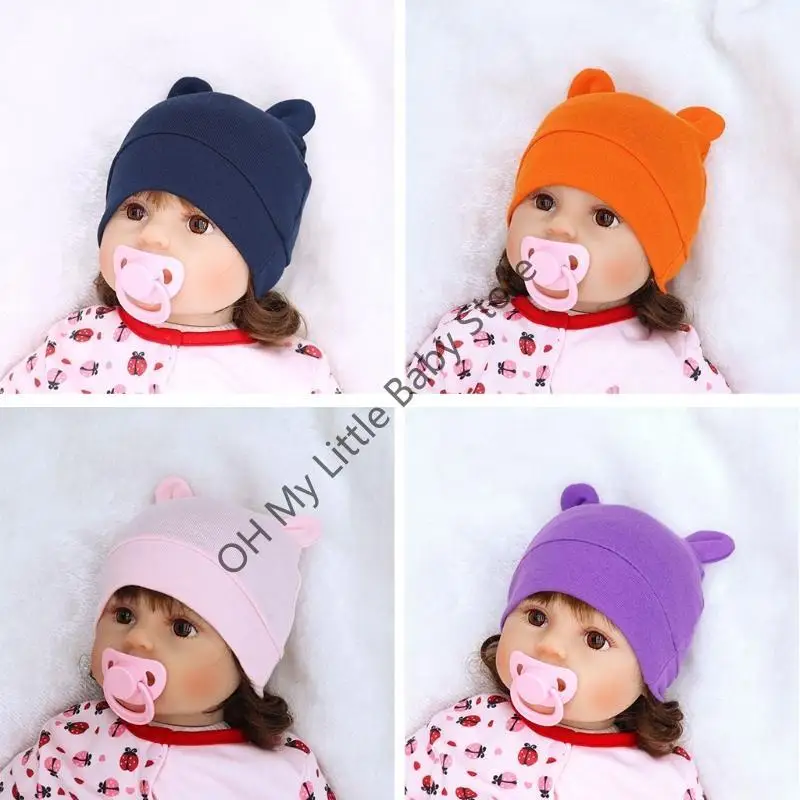 M76C 0-3 أشهر طفل لطيف الدب آذان قبعة لينة القطن قبعة قبعة أغطية الرأس قبعة الرضع