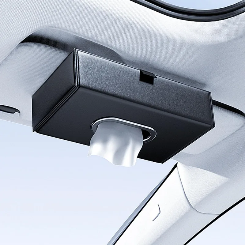 Car Tissue Box Leather Car Napkin Holder Magnetic Attraction Car Tissue Box With Lid Car Holder Car Sun Visor Tissue Box