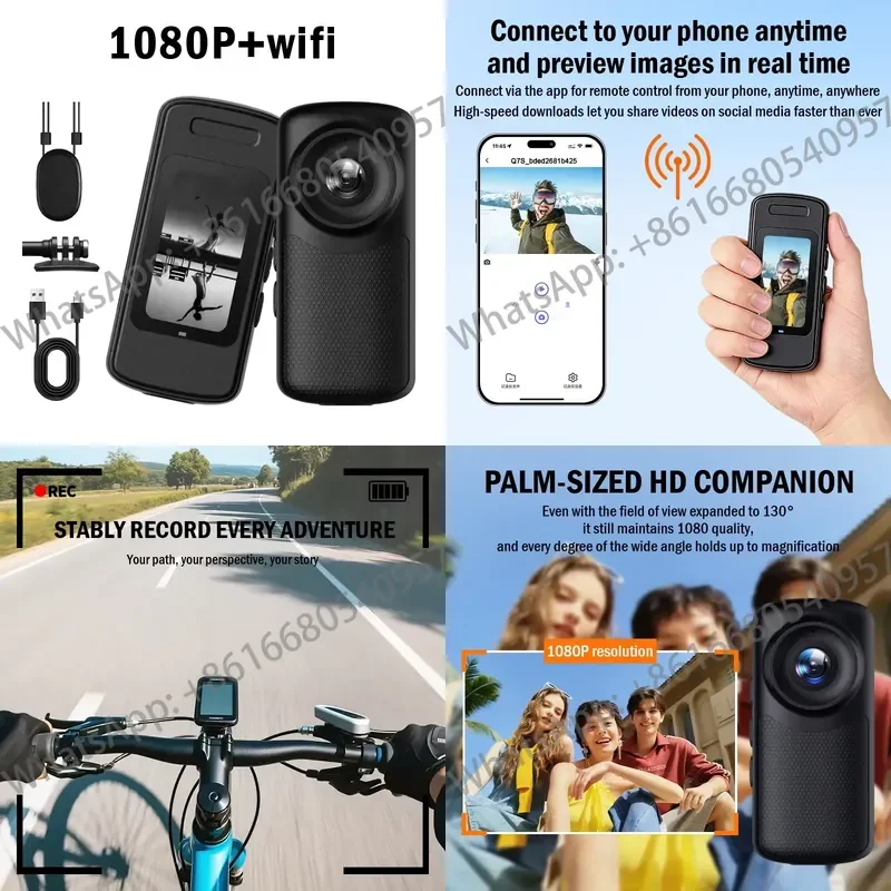 Mini WiFi Portable Thumb-Sized Wearable Action Camera with Night Vision 1080P HD for Pet Monitoring & Vlogging