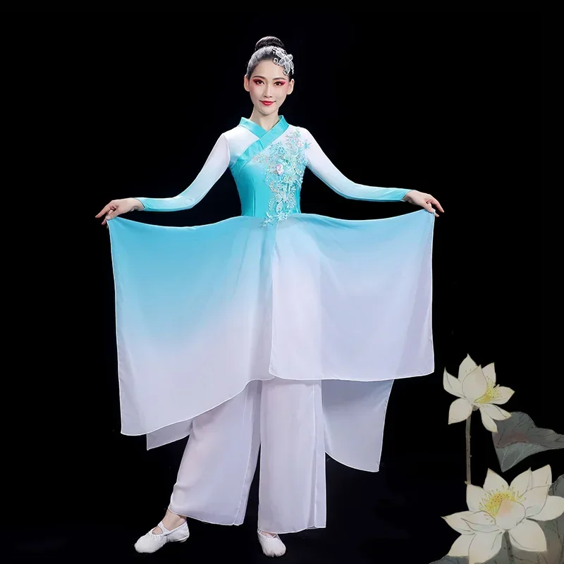 Traditionele Chinese Volksdans Kostuum Yangge Kleding Elegante Moderne Chinese Stijl Praktijk Fan Dans Pak Klassieke Dans