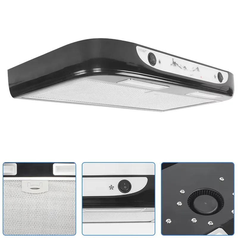 TYTXRV 12V RV Range Hood with Touch Switch & LED Light, Removable Washable Filter for Camper Van Kitchen Ventilation