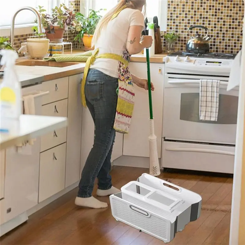 A76I-Folding Flat Mop Cleaning Bucket Handy Cleaning Bucket With Wheels Portable Barrel Mop Bucket Washing Tub For Bedroom