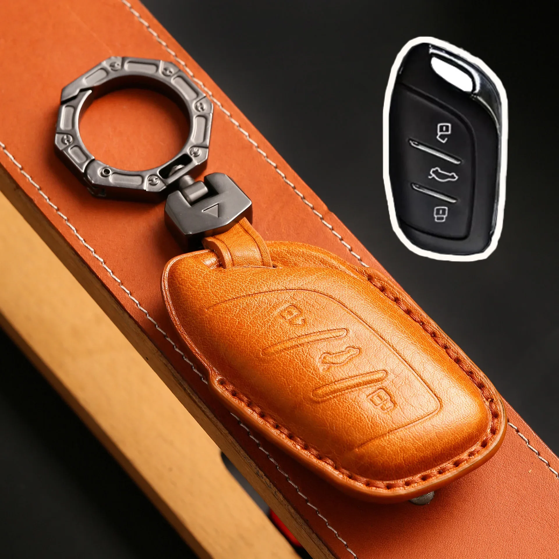 

1pc Luxury Leather Car Key Case Cover Fob Shell For MG4 MG5 MG6 MG ZS EV HS EHS ZX GT Roewe RX3 RX8 ERX5 RX5 I6 I5 Accessories