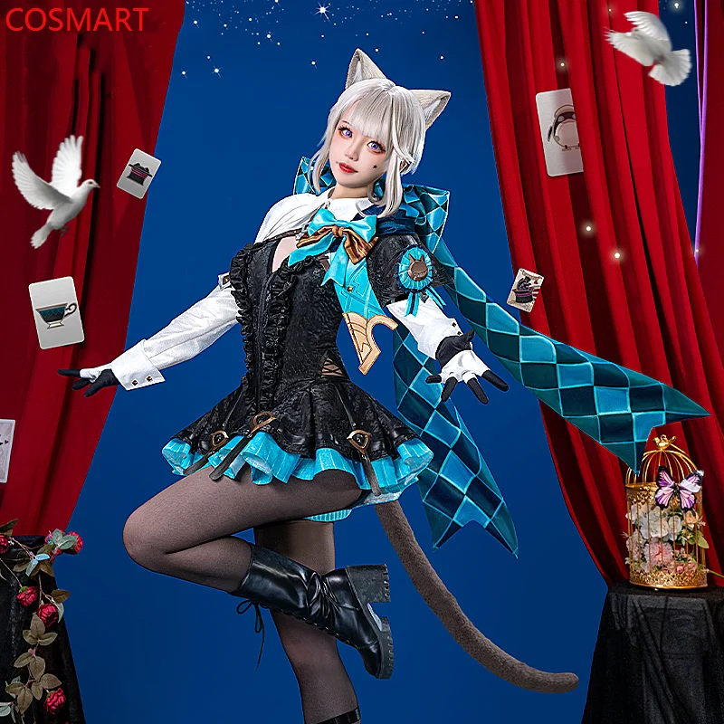 COSMART Genshin Impact Lynette Magician Game Suit Gorgeous Uniform Cosplay Costume Halloween Party Role Play Outfit Women