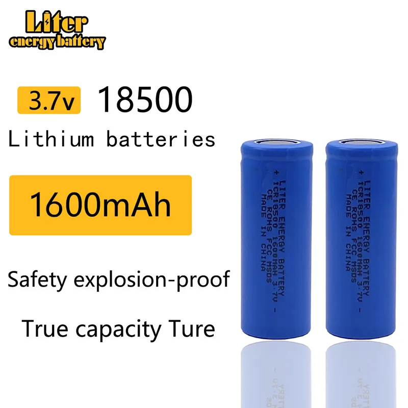 2 sztuk/partia 18500 baterie 18490 prawdziwe 1600mAh Li-ion litowo 3.7V ładowalna latarka latarka power bank baterii LED energii